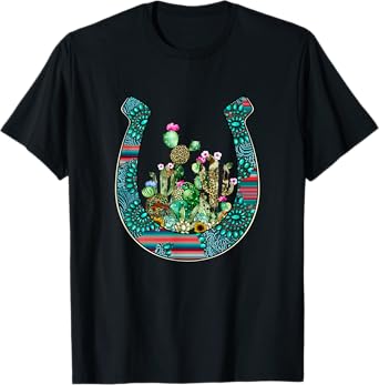 Country Western Cactus sunflower horseshoe apparel women T-Shirt