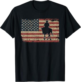Horsemen America Flag Gift Patriotic Horse Riding Equestrian T-Shirt