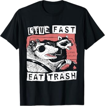 Funny Possum Raccoon Live Fast Eat Trash Street Cats Squad T-Shirt