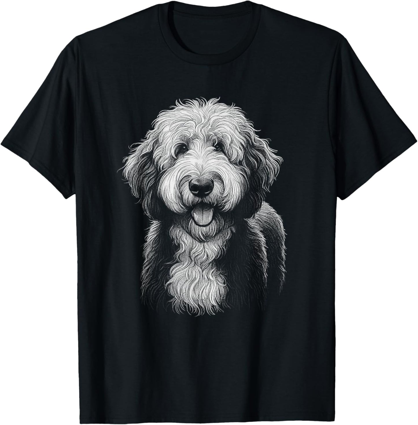 Sheepadoodle Dog Face Art Design T-Shirt