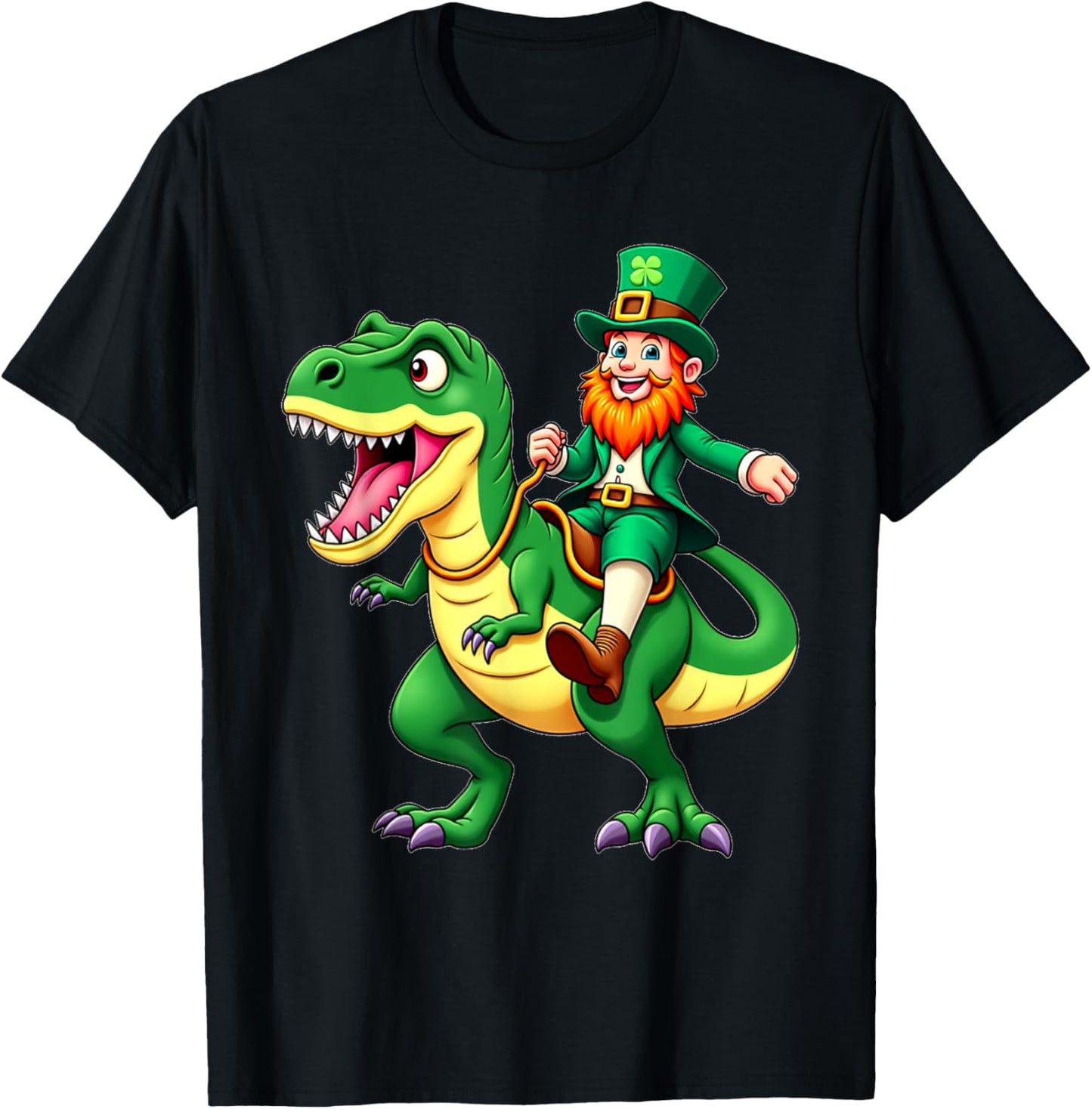 Kids Leprechaun T-Rex Dinosaur Funny St Patrick's Day Boys T-Shirt