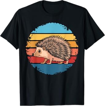 Retro Vintage Hedgehog Animal Lover Nature Gifts Men Women T-Shirt