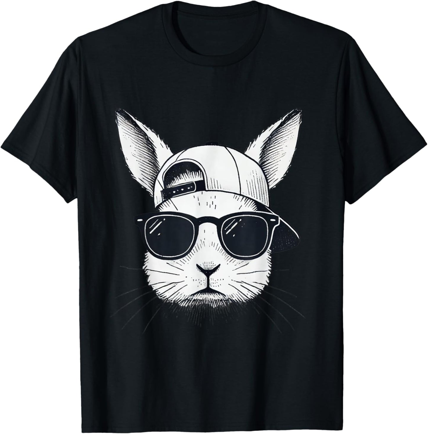 Bunny Face With Sunglasses Cap Easter Day for Boys Men Kids T-Shirt