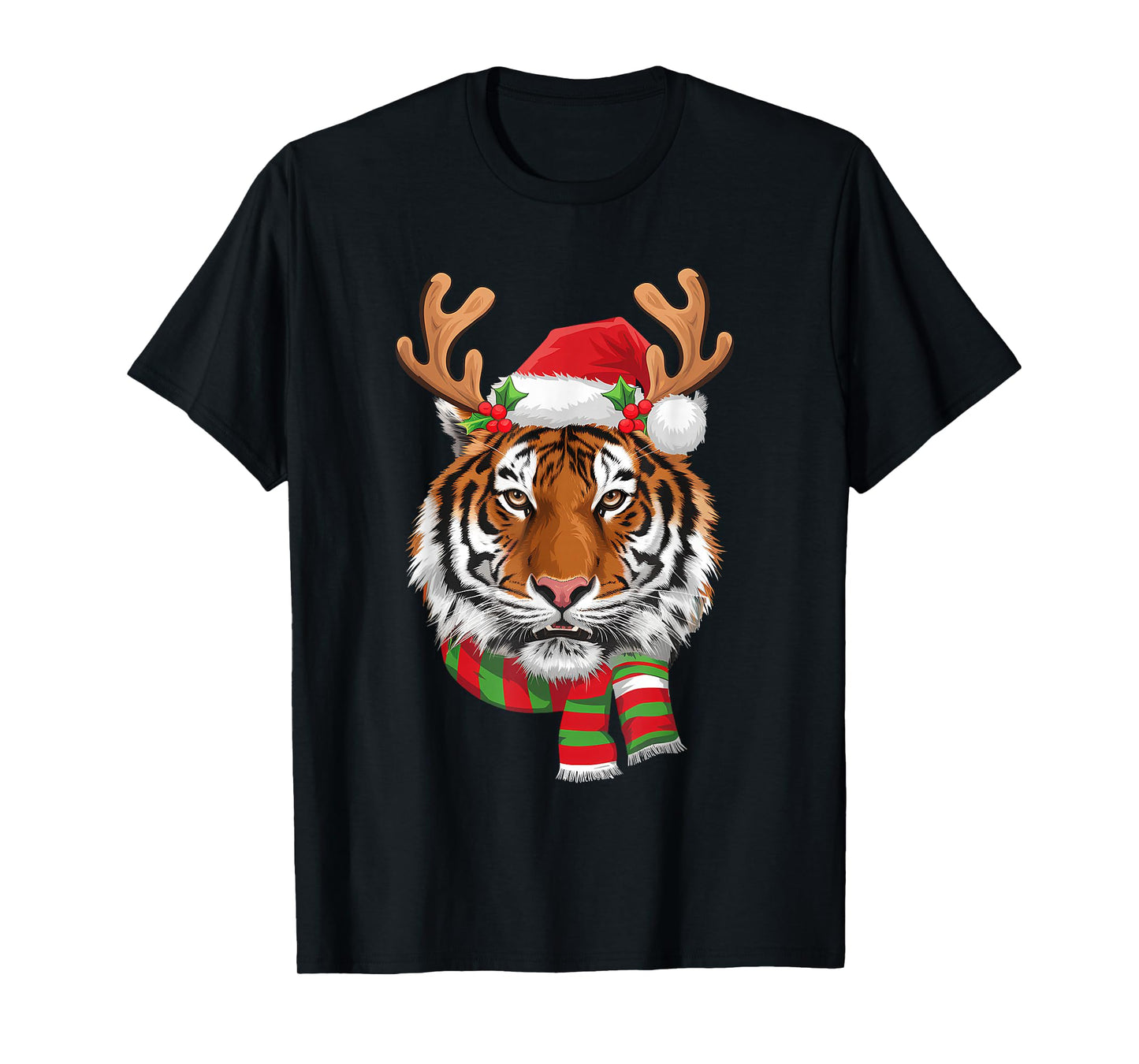 Tiger Reindeer Christmas - Santa Tiger Xmas Tiger Lover T-Shirt