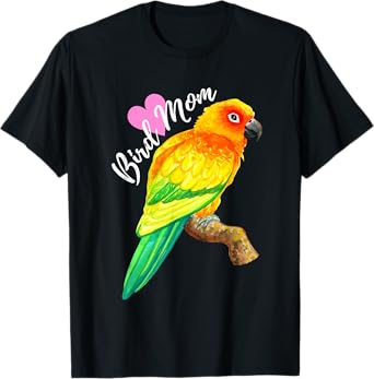 Parrot Bird Mom - Sun Conure Watercolor T-Shirt