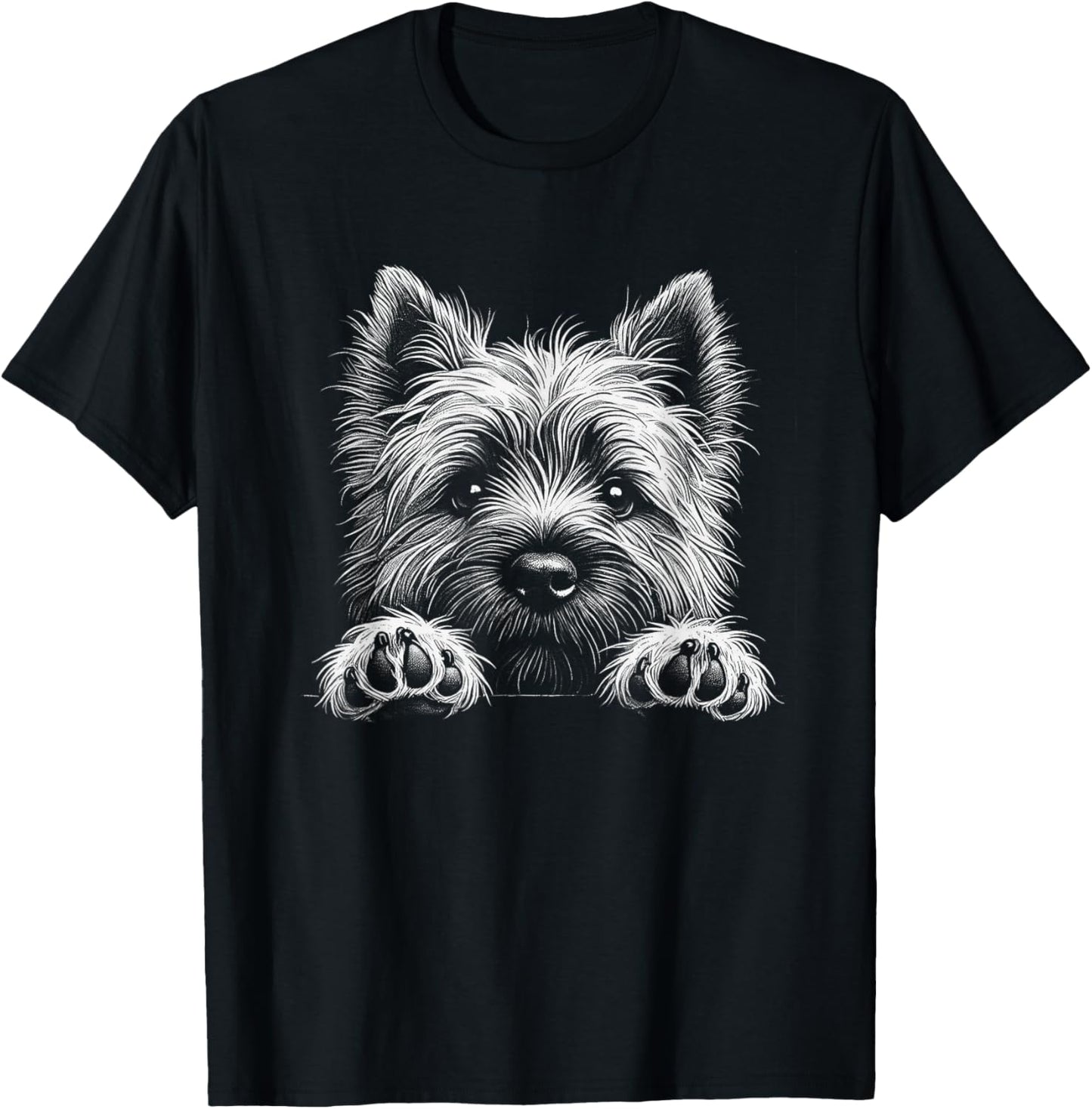 Cairn Terrier Dog Peeking Art Design T-Shirt