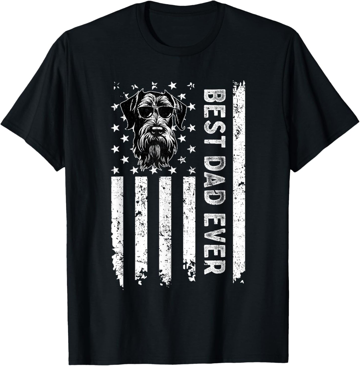 Best Giant Schnauzer Dog Dad Ever Fathers Day USA Flag T-Shirt