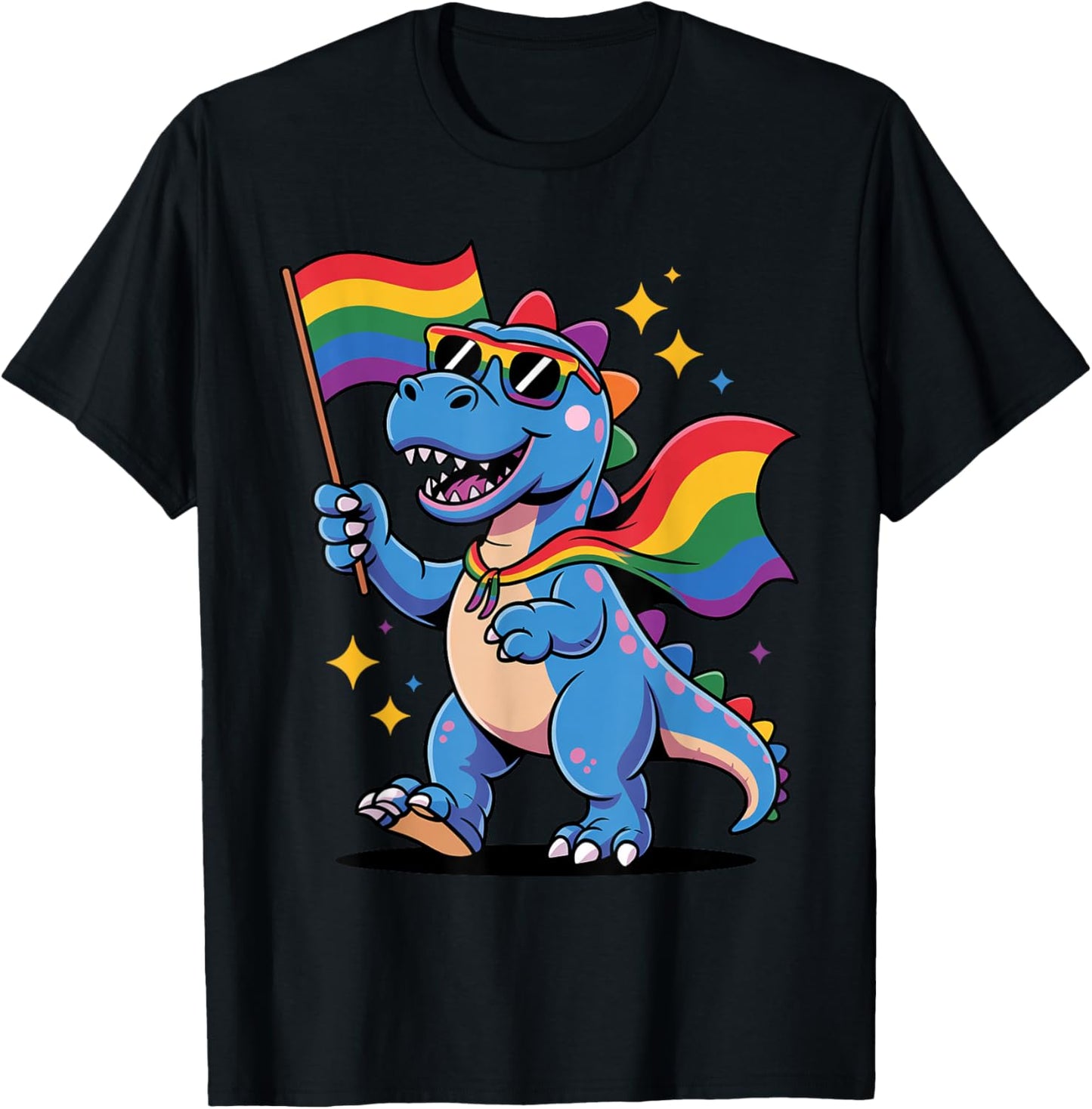LGBTQ Rainbow Flag Dinosaur Funny Lesbian Gay Pride Month T-Shirt