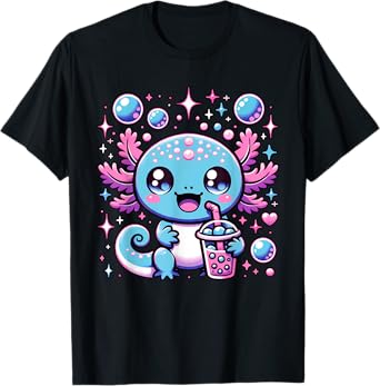 Cute Axolotl Bubble Boba Tea Anime Girls Boys Kids Women T-Shirt