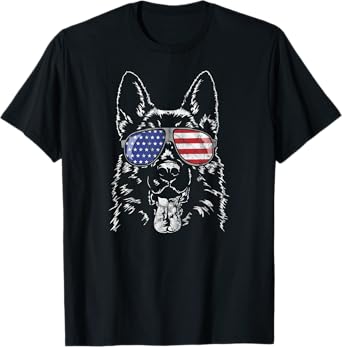 German Shepherd America Flag Sunglasses T-Shirt dog shirt T-Shirt