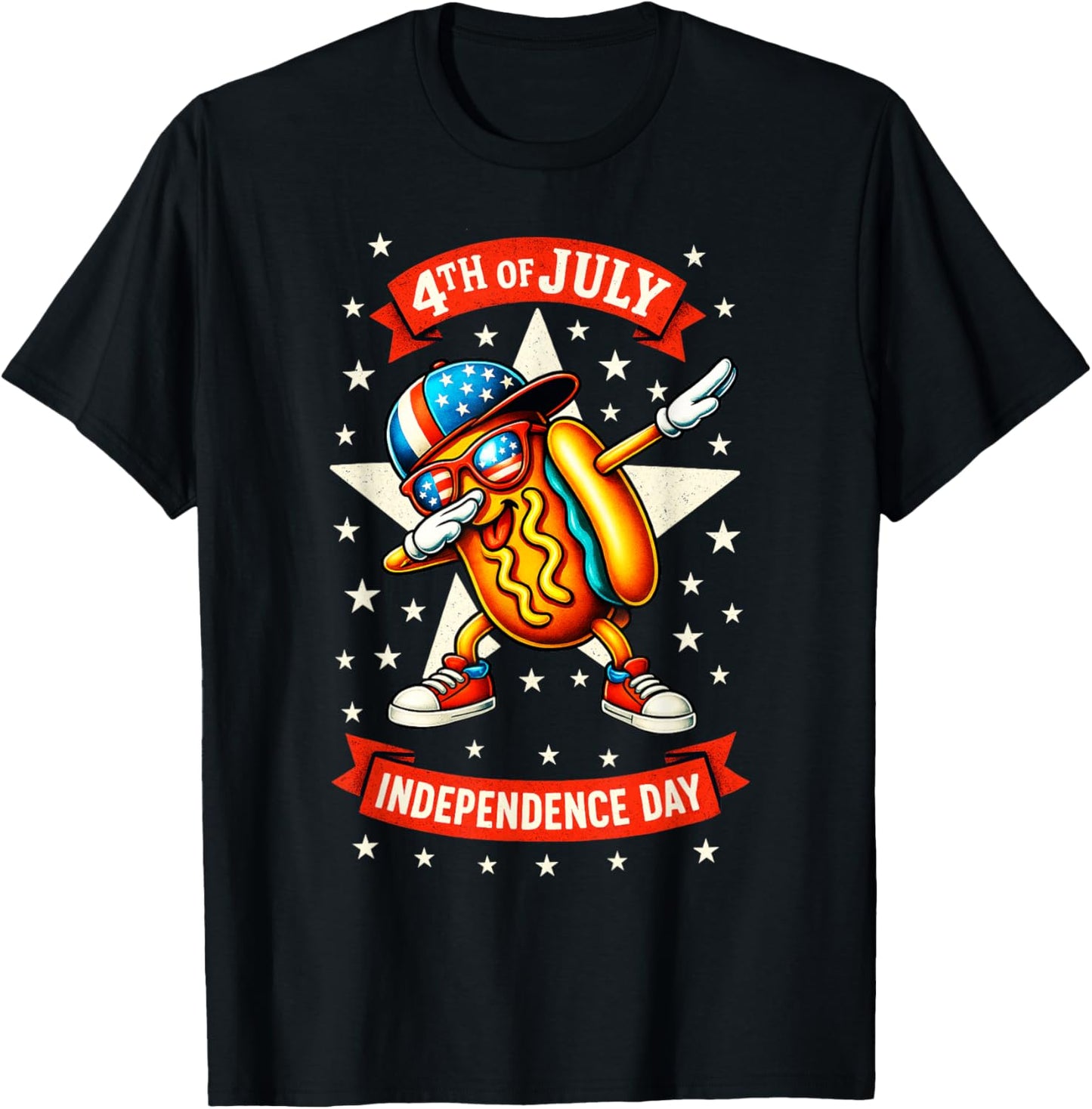 Hotdog Sunglasses American Flag USA Funny 4th Of July T-Shirt