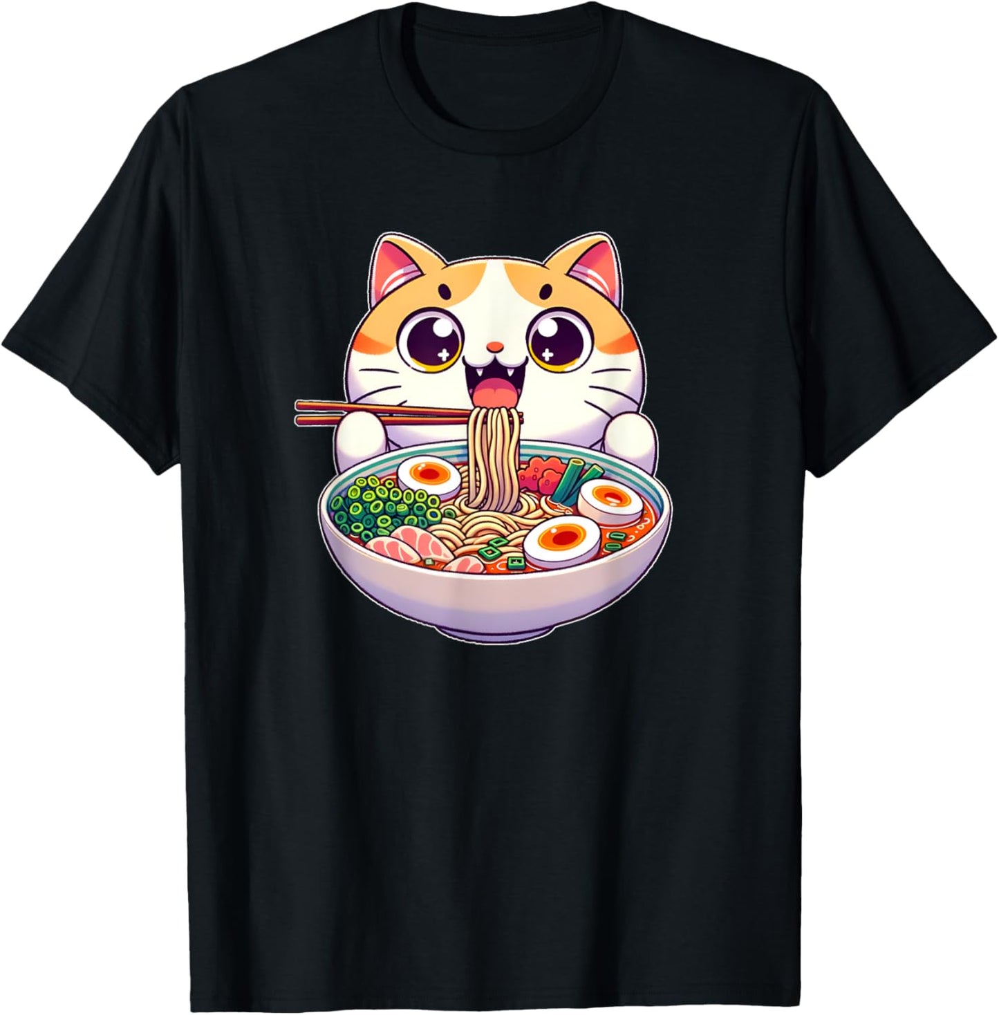 Cute Cat Ramen Bowl Japanese Noodles Kawaii Ramen Cat T-Shirt