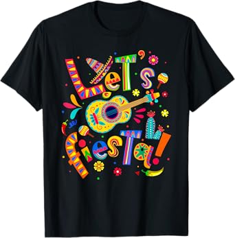 Let's Fiesta Cinco De Mayo Mexican Party Guitar Mens Womens T-Shirt