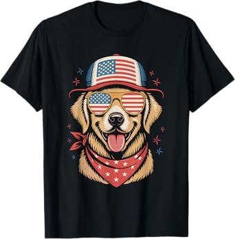 Patriotic Golden Retriever America 4th of July Men Women T-Shirt