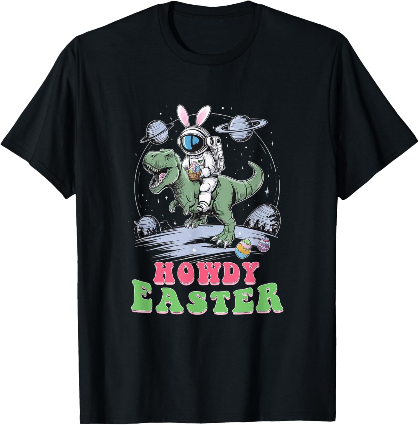 Bunny Astronaut Riding T-Rex T-Shirt