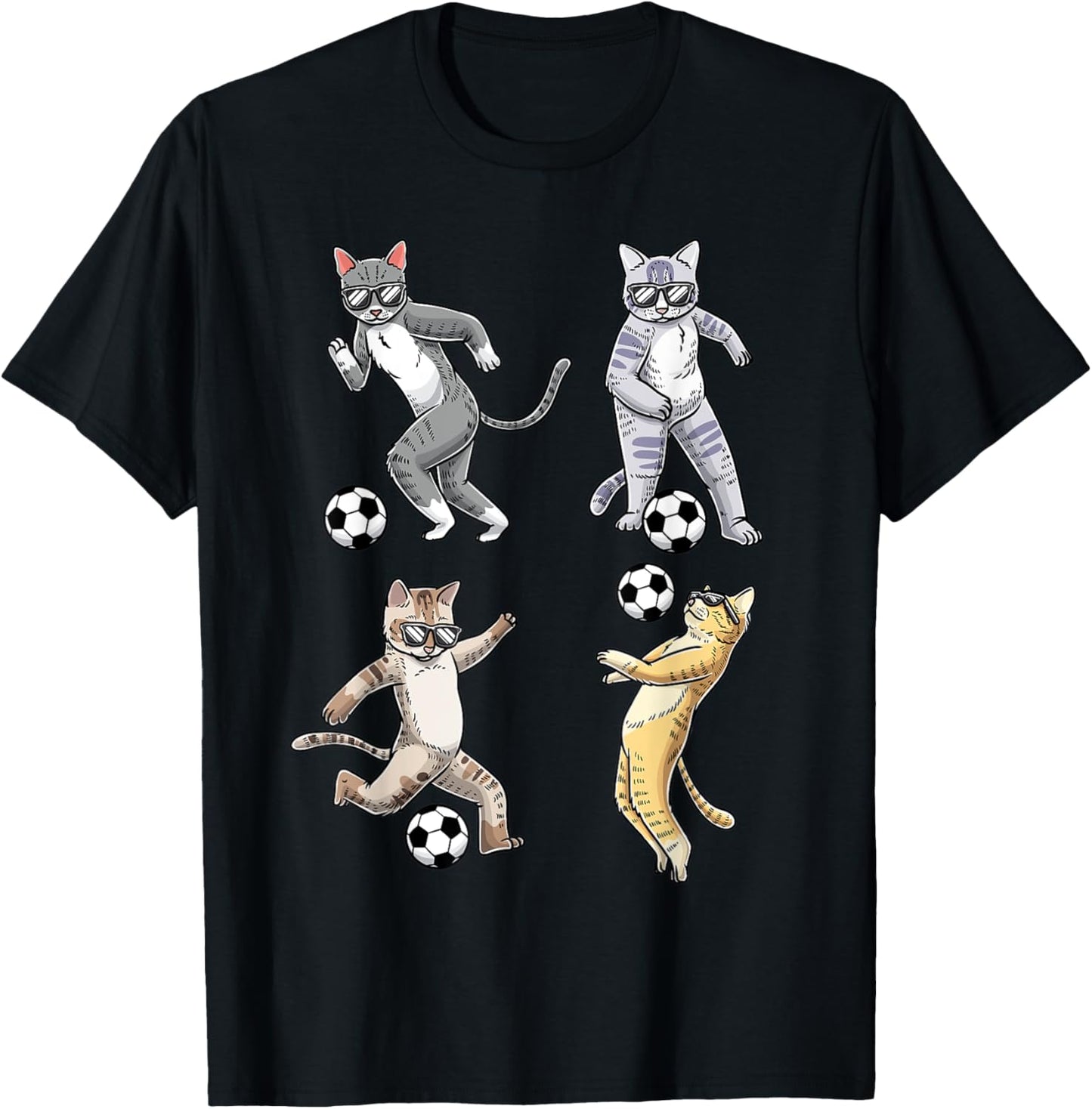 Funny Cat Lover Playing Soccer Player Pet Kittens Men Women T-Shirt