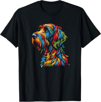 Colorful Griffon Portrait Wirehaired Pointing Griffon Lover T-Shirt