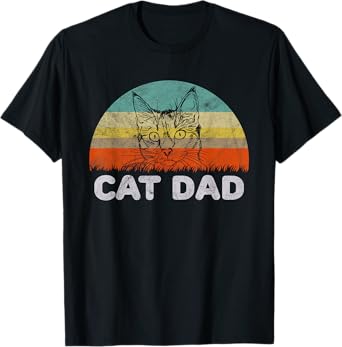 Retro Style Cat Dad T-Shirt Gift For Cat Lover Men T-Shirt