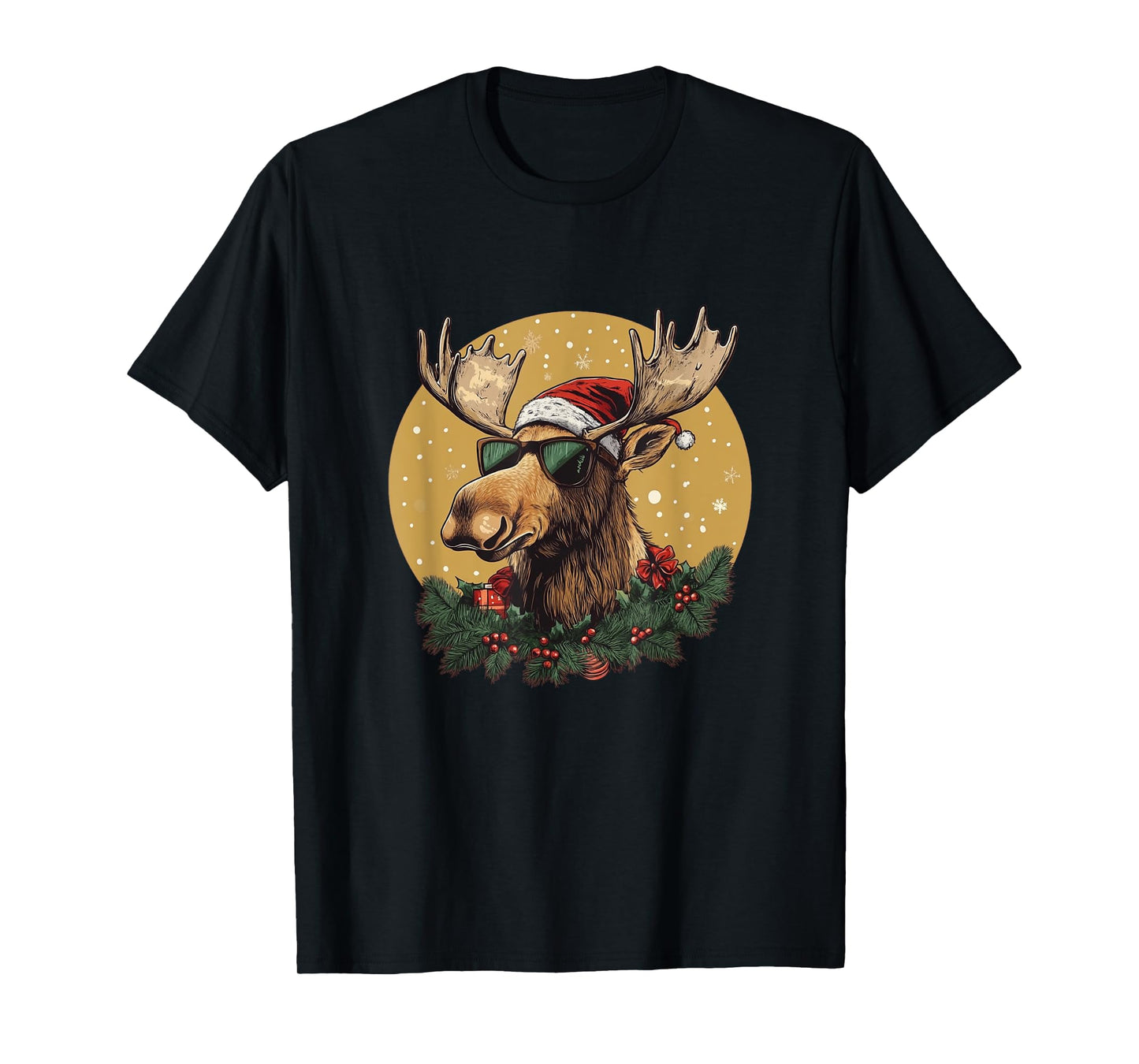 Sunglasses Christmas Moose Bringing the Holiday Vibes T-Shirt