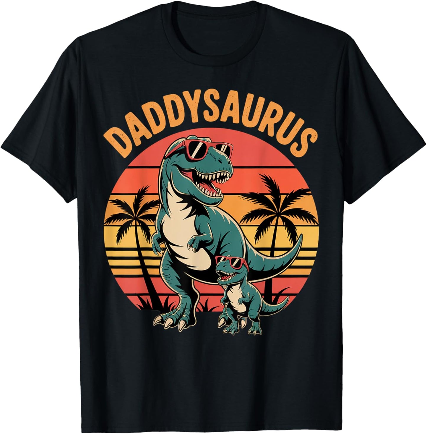 Daddysaurus Retro Dinosaur Design T-Shirt