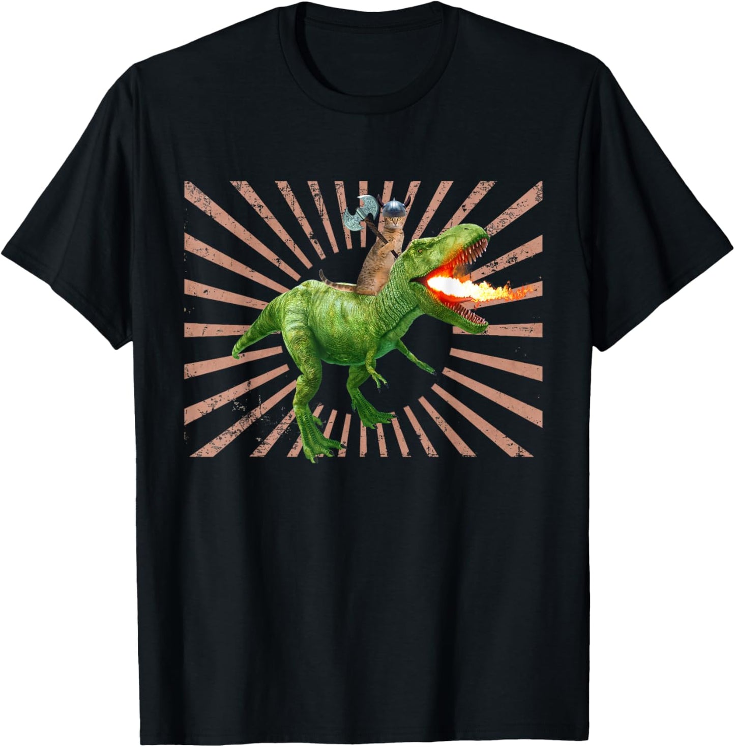 Funny Cat Riding a Dinosaur Unique Trendy T Shirt - kid