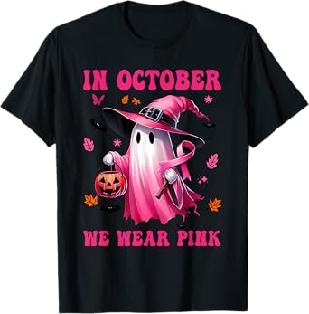 In October We Wear Pink Ghost Fighting Breast Cancer T-Shirt