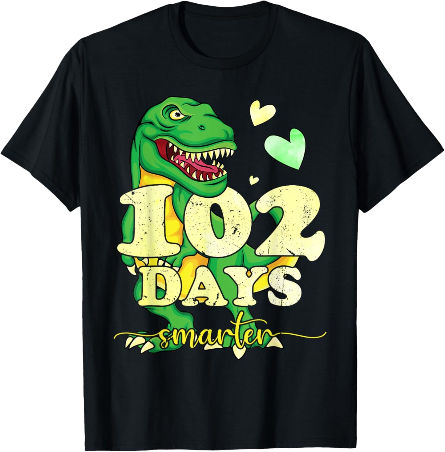 102nd Day of School Teacher T Rex 100 Days Smarter Boy Girls T-Shirt