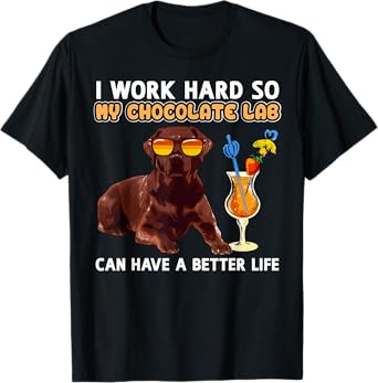 Chocolate Labrador Dog Designs Unisex-Adults Chocolate Lab Lovers T-Shirt - Black, Small - Short Sleeve, Classic Fit - Cotton 65%, Polyester 35% - Funny Chocolate Lab Design