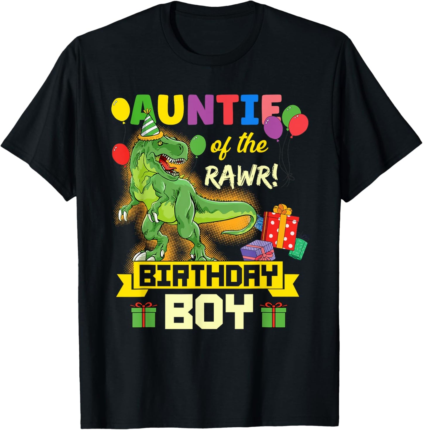 Auntie of the Birthday Boy Dinosaur Celebration Graphic T-Shirt