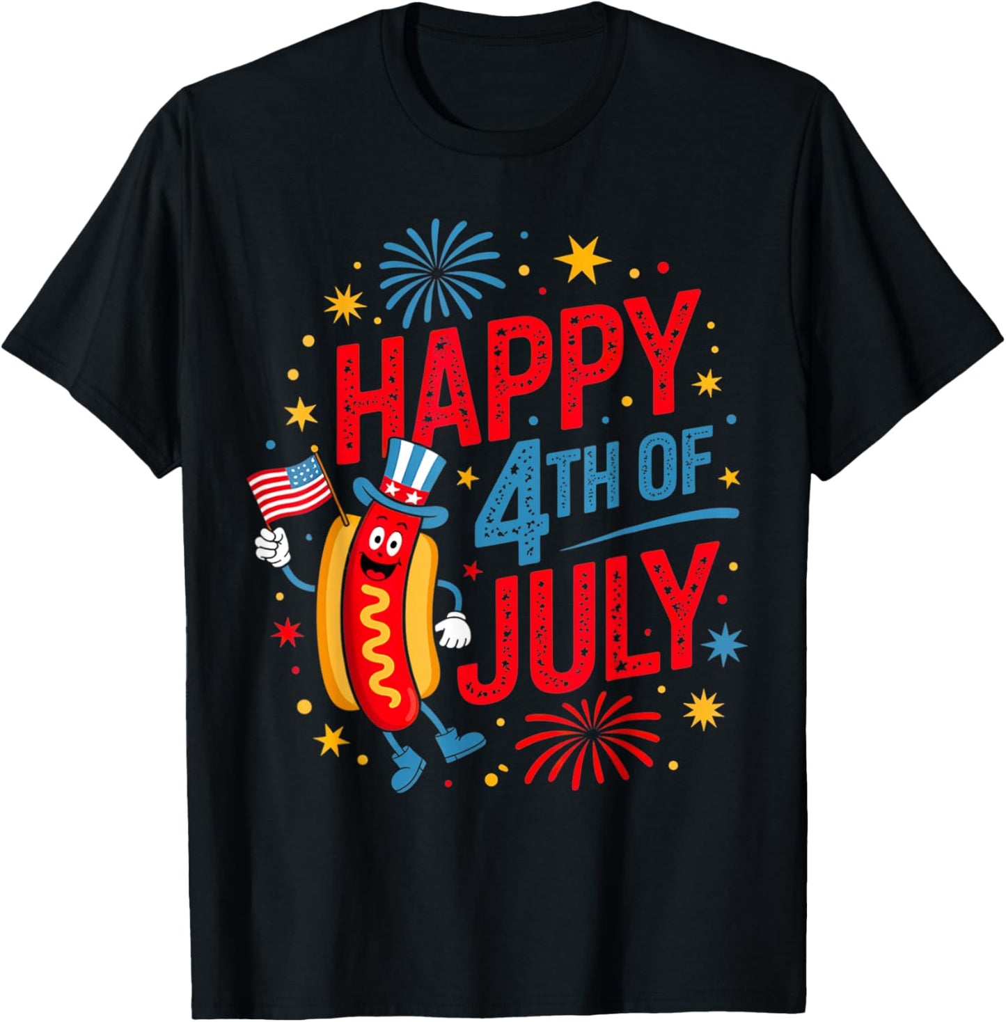 Happy 4th Of July Hotdog Patriotic American Flag USA T-Shirt