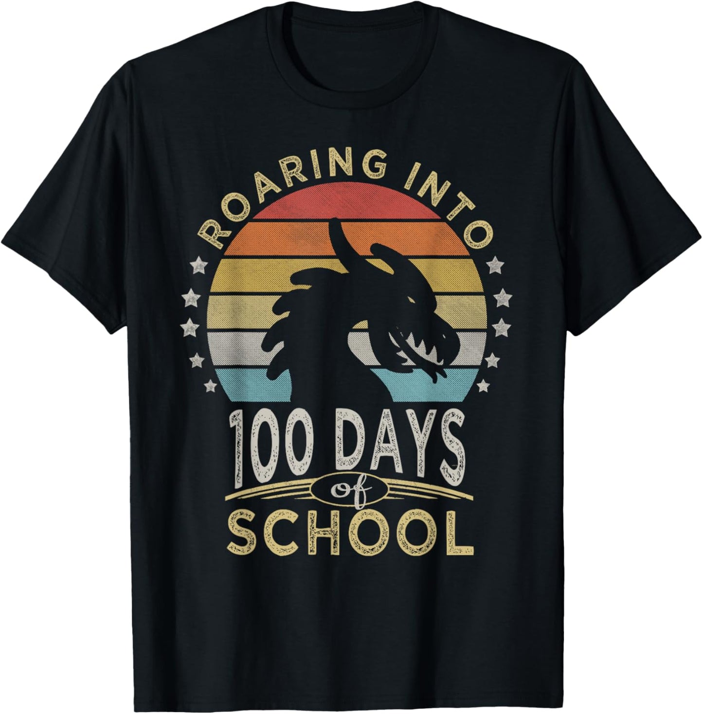Roaring Into 100 Days Of School Dragons lover Retro Style T-Shirt