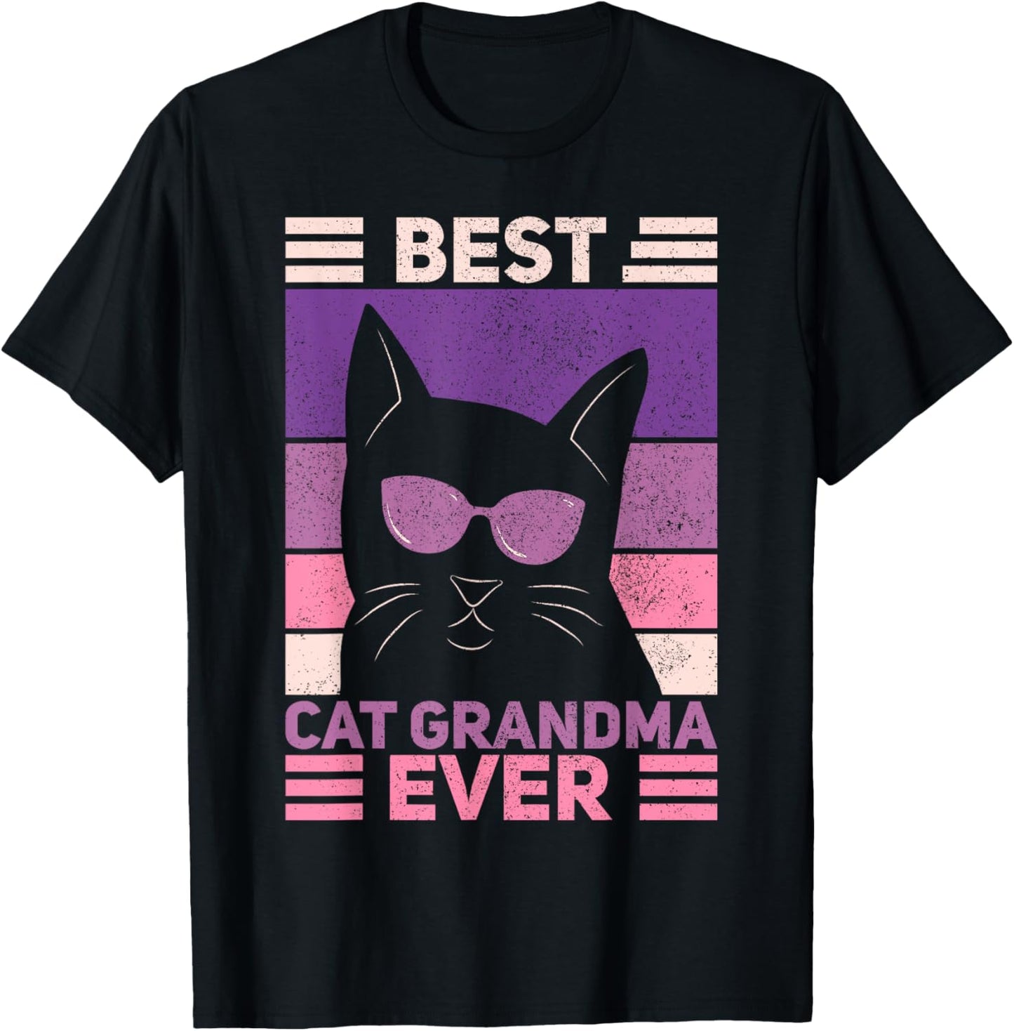 Best Cat Grandma Ever Women Cat Lover Funny Black Cat Themed T-Shirt