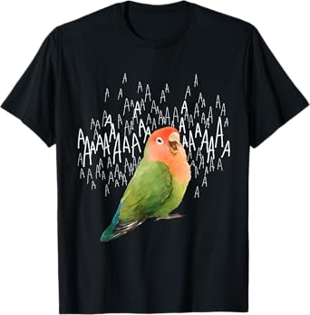 Birbber Unisex-Adults & Kids Black Screaming Lovebird (Green Peachfaced) Cotton 100% Modern Cartoon T-Shirt