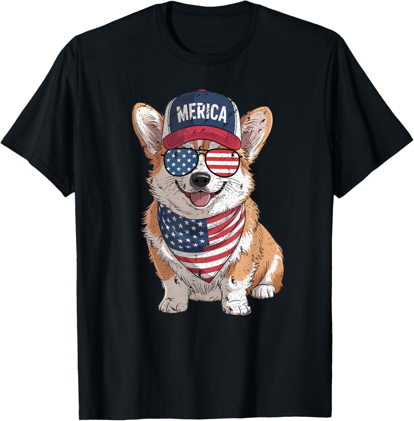 Corgi 4th of July US American Flag Dog Patriotic T-Shirt