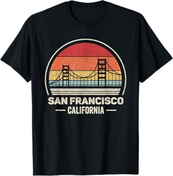 Retro San Francisco California Golden Gate Bridge Souvenir T-Shirt