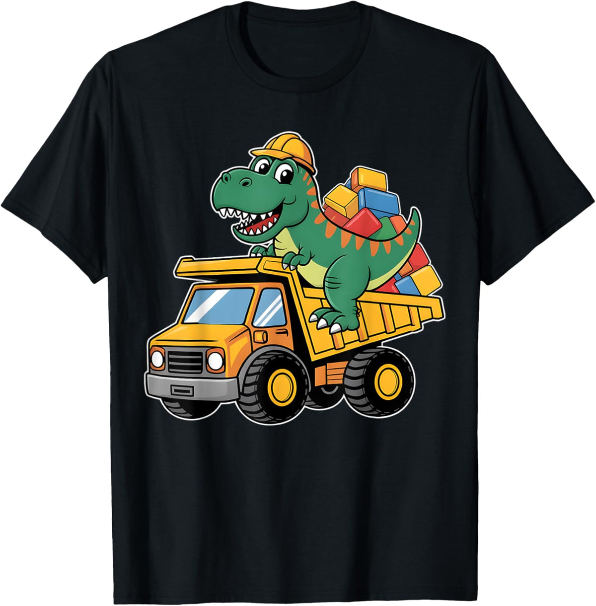 Construction Dinosaur Cute Graphic Toddler Kids Boys Builder T-Shirt