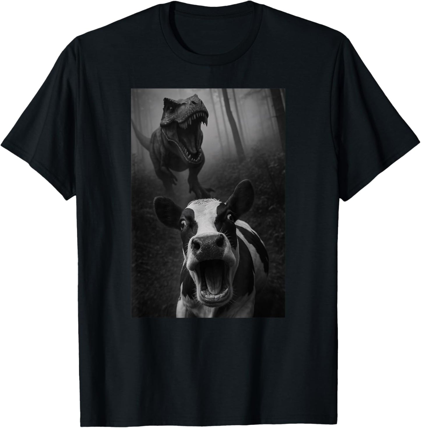 Funny Cow Dinosaur Trex Selfie Animal Lover Boys Girls Kids T-Shirt
