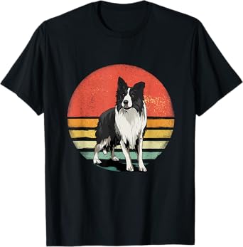 Border Collie Shirt Retro Border Collie Dog Pet Collie Lover T-Shirt