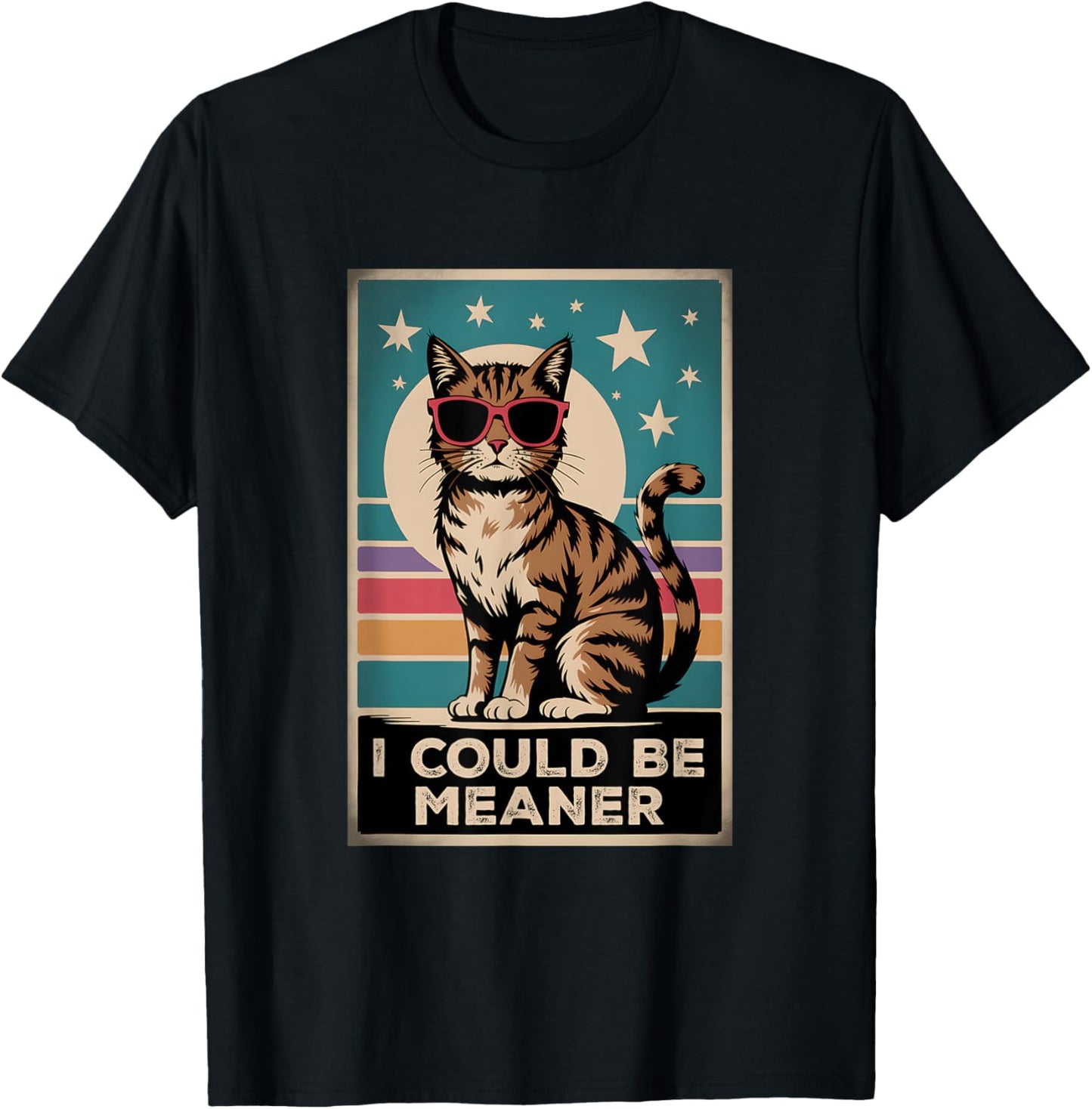 I Could Be Meaner Humorous Quote Vintage Sarcastic Humor Cat T-Shirt
