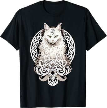 Celtic Cat Knots Wiccan Wicca Animal Pagan Witch Norse Men Women T-Shirt