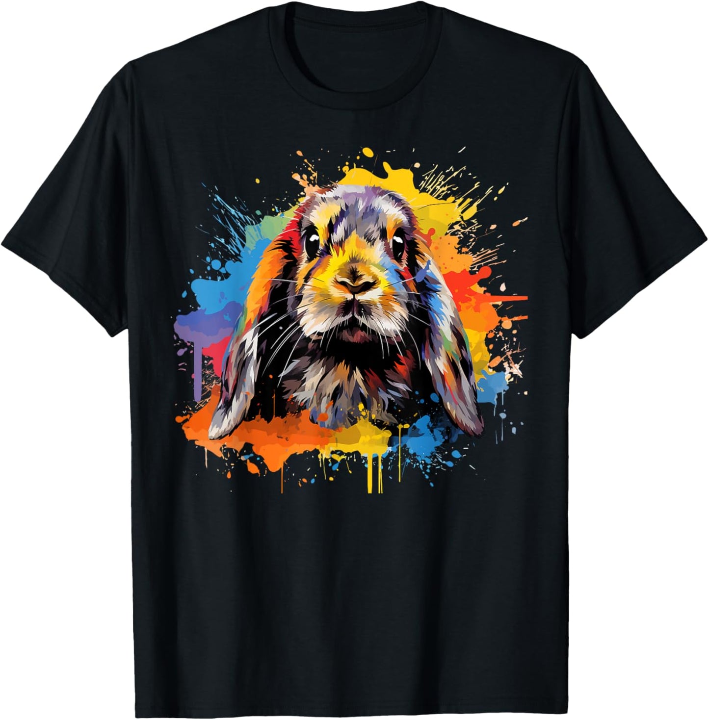 Colorful Cute French Lop Rabbit Lover Splash Art T-Shirt