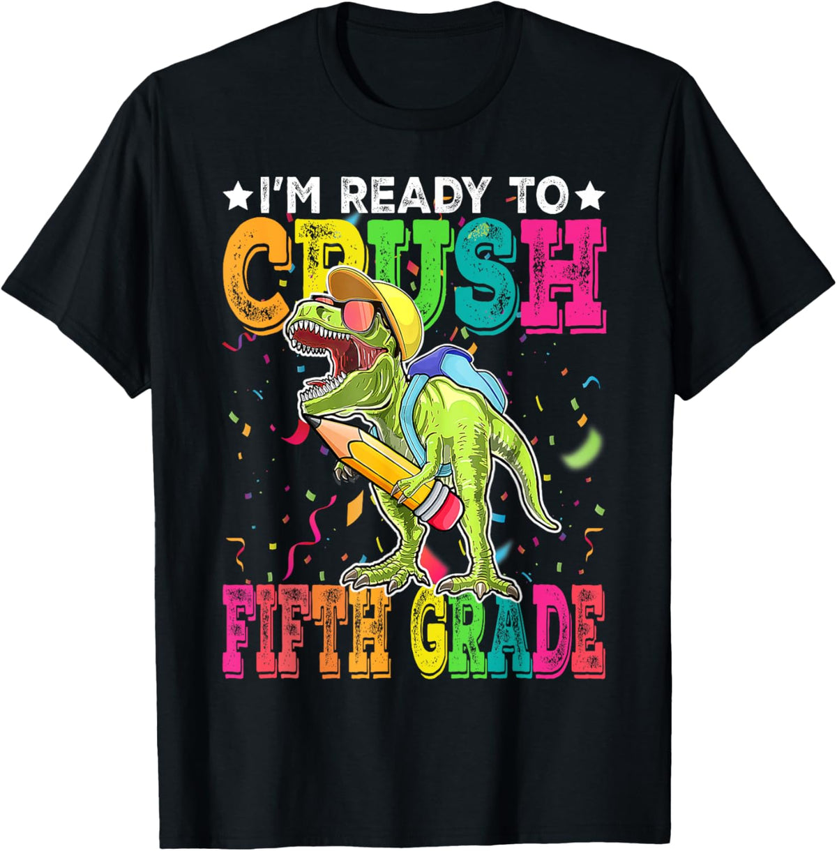 I'm Ready To Crush Fifth Grade Back To School Dinosaur Boys T-Shirt
