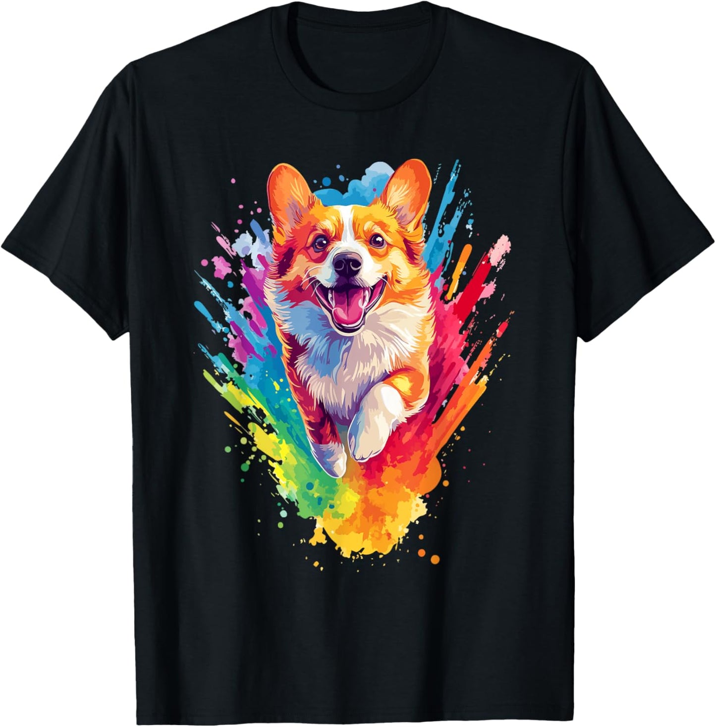 Pembroke Welsh Corgi Lovers Colorful Splash Art Welsh Corgi T-Shirt