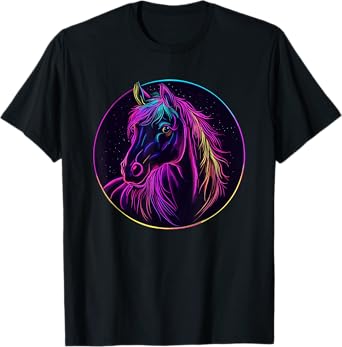 Horse Glow In Cosmic Night T-Shirt