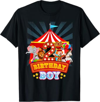 2nd Birthday Outfit Boy 2 Year Old Circus Carnival Bday T-Shirt