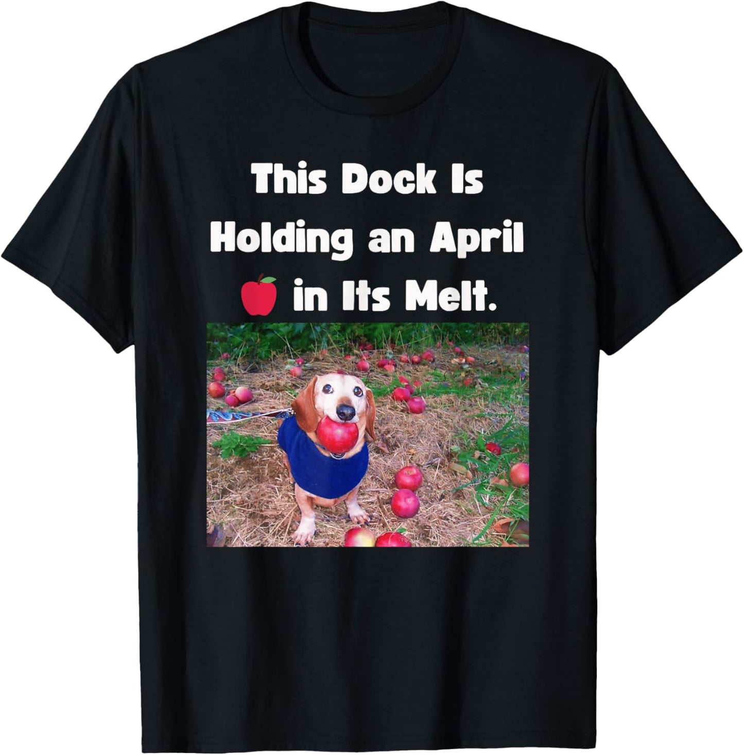Apple Dog Meme Funny Dog With Apple In Mouth T-Shirt