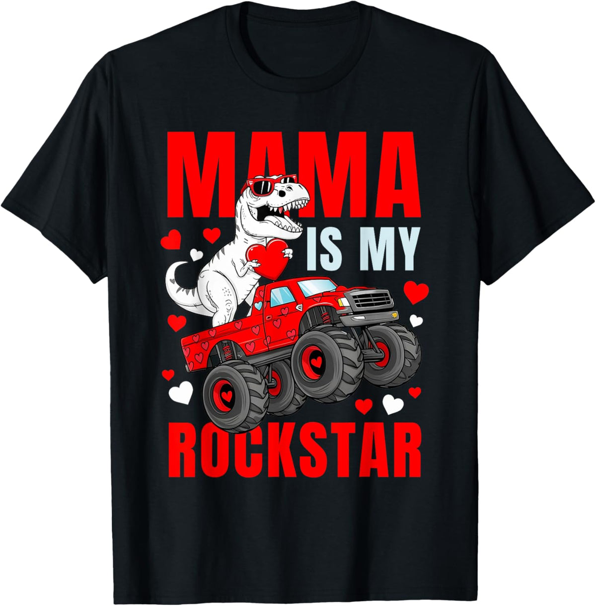 Mama Is My Rockstar Dinosaur Shirt Love Mom Tshirt T-Shirt