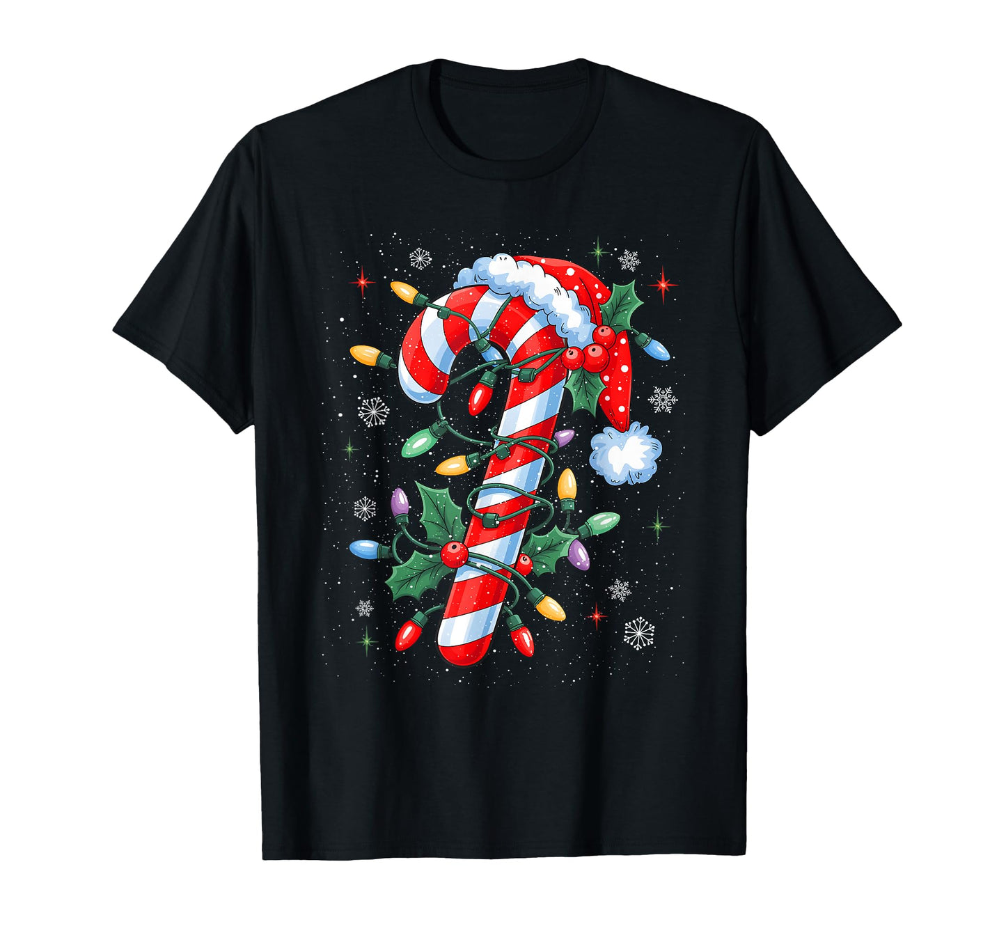 Candy Cane Christmas Santa Hat Kids Toddler Youth Women Men T-Shirt
