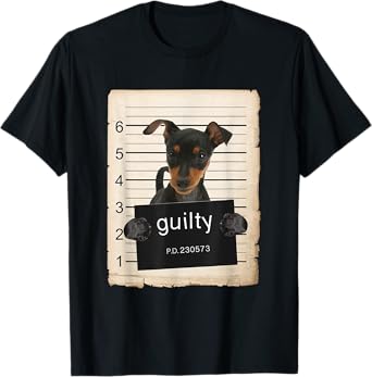 Miniature Doberman Pinscher Dog Mug Shot Bad Dog T-Shirt