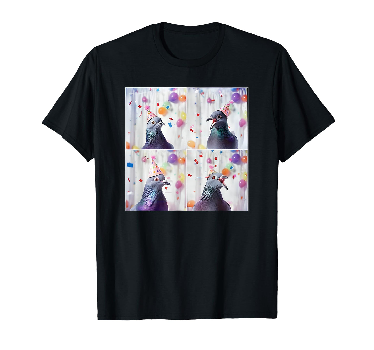 Bird Animal Photobooth Love Pigeons Men Women Kids Pigeon In Hat Party Pigeon Fancier Funny Birthday T-Shirt